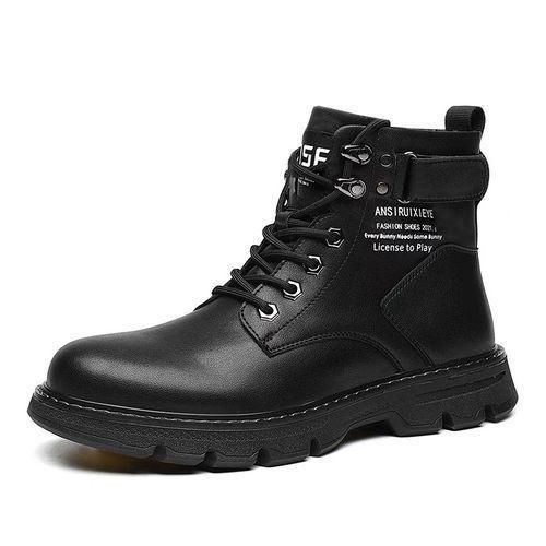 Fashion Chaussures Bottes En Cuir Noir D contract es Pour Hommes