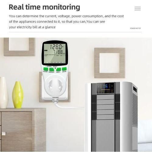 product_image_name-Generic-Voltmètre et wattmètre numérique 220V AC, prise de courant, analyseur de puissance - Prise standard européenne - Blanc-2