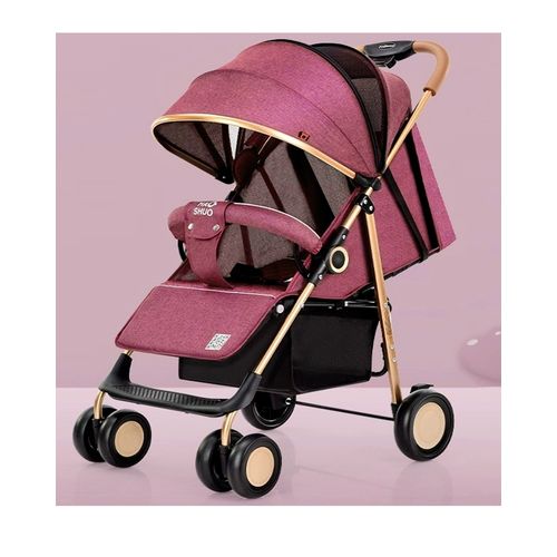 Generic Poussette Bébé Avec Capot Parasoleil,Porte Bagages - Rose