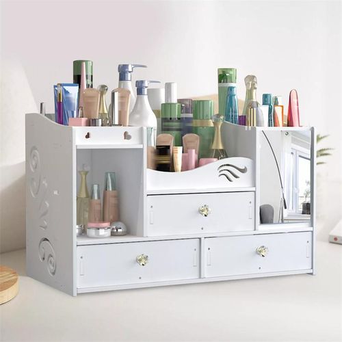 Generic Boîte de rangement cosmétique multifonctionnelle avec miroir