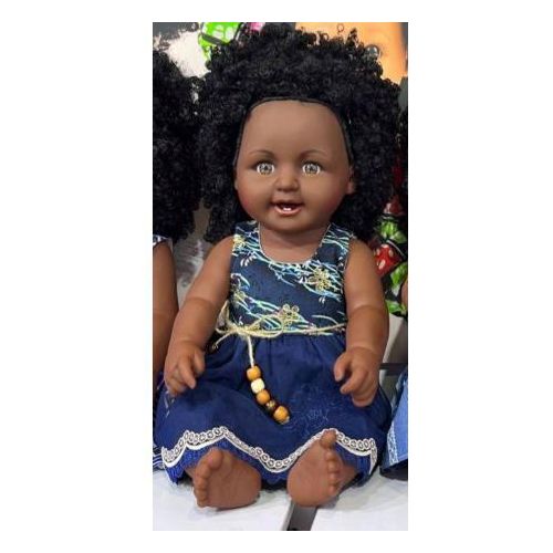 product_image_name-Generic-Poupée Africaine Parlante 48CM – Cheveux Bouclés, Robe Wax & Boucles d’Oreilles – Jouet Éducatif-2