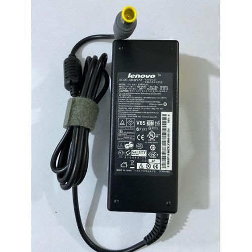 Lenovo Chargeur Lenovo 20V4.5A Bout Jaune + Câble De Raccordement  Tripolaire- Noir - Prix pas cher