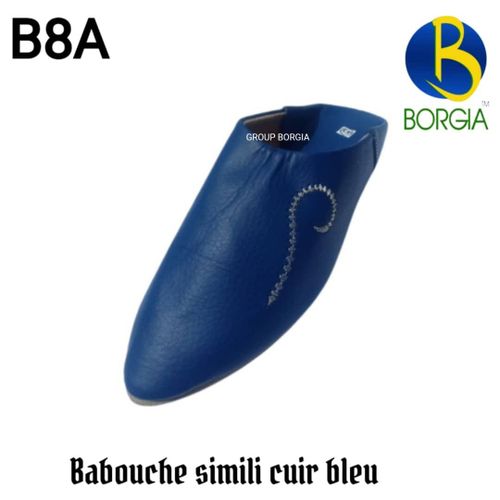 Generic Sandale Babouche Simili Cuir Bleu B8A