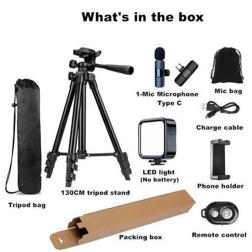 Generic Kit Complet de Création de Contenu – Trépied 130 cm + Micro Type C + Lumière LED