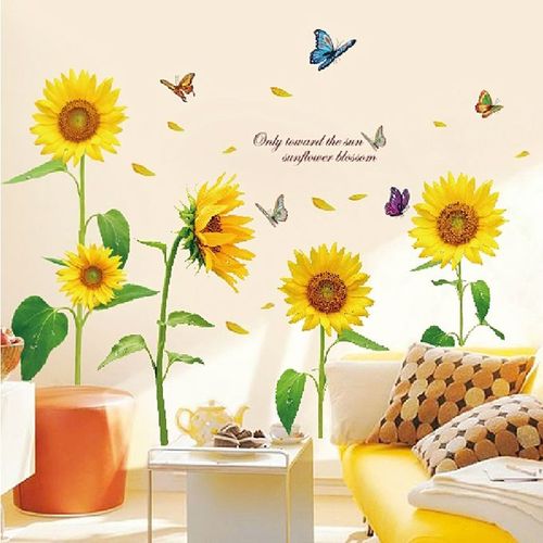 product_image_name-Generic-Papillons Et Tournesols Autocollant Mural - Jaune-3
