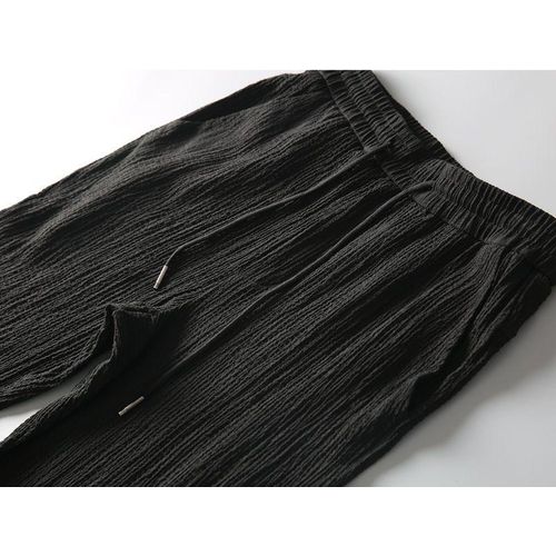 product_image_name-TOUPHY-Ensemble T-shirt à manches courtes et pantalon uni texturé – Tissu texturé confortable, tenue quotidienne minimaliste-4