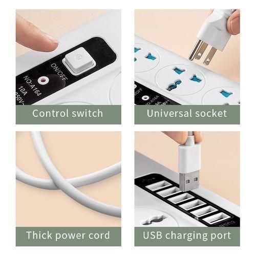 Generic Rallonge Multiprise 4 Trous Parafoudre + 6 Usb - image 6