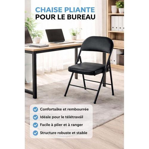 Generic Lot De 4 Chaises Pliante Pour Maison et Bureau - image 2
