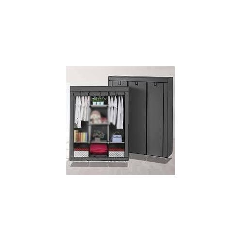 product_image_name-Generic-Armoire en tissu simple à trois rangées - Gris-1