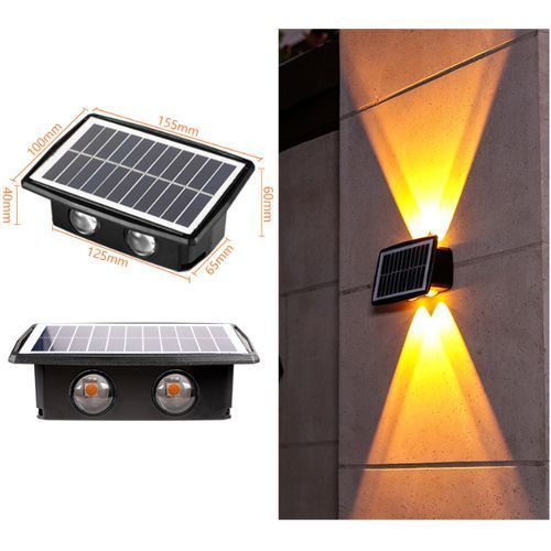 Détails du Applique Murale Solaire Led Imperméable Pour L'extérieur,  éclairage Lumineux Haut Et Bas, Luminaire Décoratif, Idéal Pour Un Jardin,  Une Véranda, Un Balcon Ou Une Rue