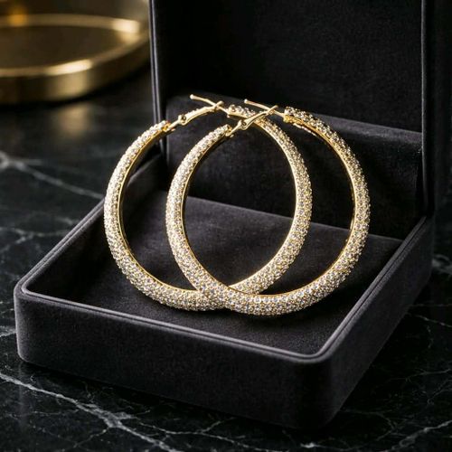 product_image_name-Fashion & Style-Fashion Boucles D'oreilles Femme Créoles Strass Perle-Bij-B2- Or Jaune-4