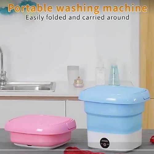 Machine à laver portable,Mini laveuse à seau Portable 6L, pliable et  automatique, avec essorage doux, 100 à 240V, couleur café au lait, prise ue