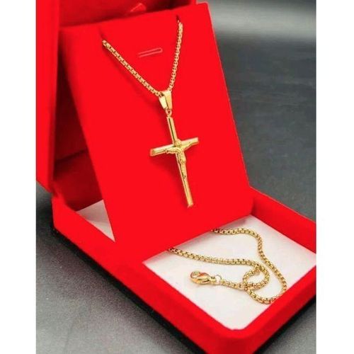 product_image_name-Generic-Chaîne En Acier Inoxydable Doré Pendentif Crucifix Croix-1