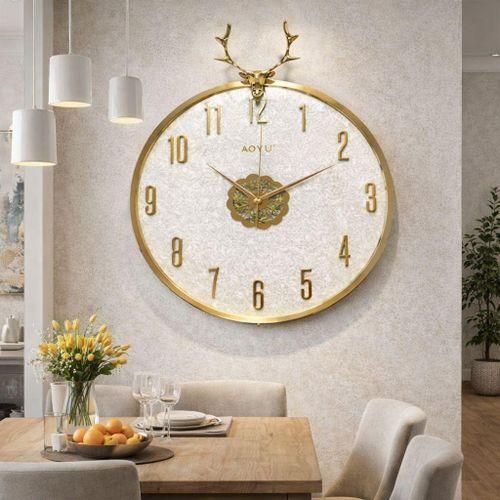 Generic Horloge Murale Décorative Luxe Cerf Doré - image 2