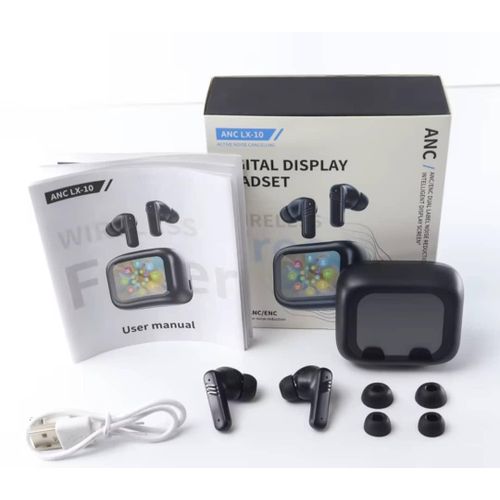 Generic Ecouteurs Sans Fil Bluetooth ANC LX 10 Avec Boitier Ecran Tactile LCD Noir - image 2