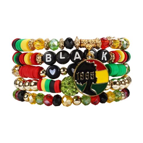 Fashion Lot De Bracelets Panafricains Élastiques Perles - Multicolore - image 5