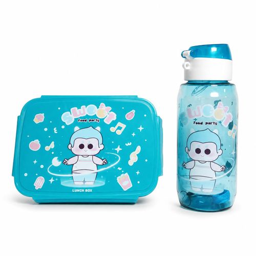Generic  Kit Repas Enfant 2 Pièces – Lunch Box + Gourde – Bleu Turquoise