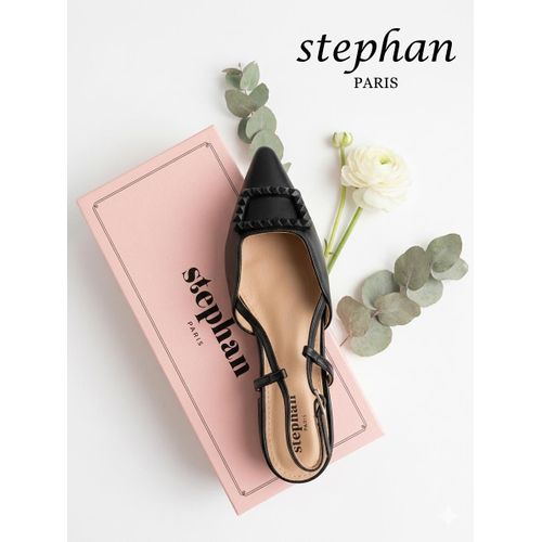 product_image_name-Stephan-Chaussure Sandales Artisanales Stéphan - Édition Fleur talon court Édition Fleur en Rotin pour femme -Noir-1