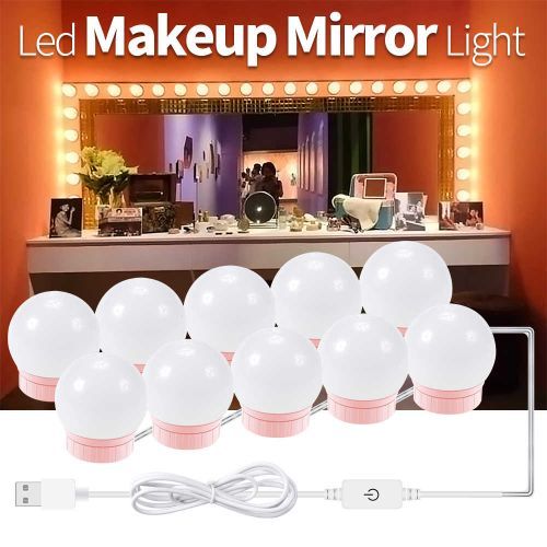 10pcs Coloré LED Maquillage Ampoule Maquillage Lumières Ampoule USB Charge  Mariage pour Salle de Bain, Maquillage Coiffeuse Fête