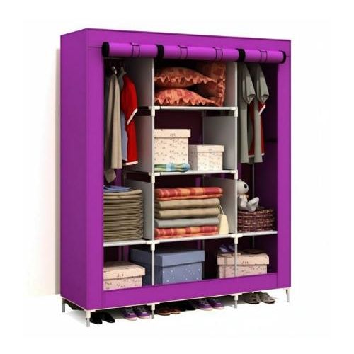 Generic Armoire penderie en tissu avec étagères - image 3
