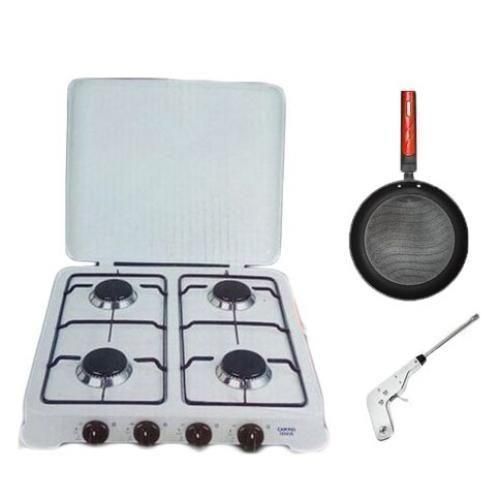 product_image_name-Generic-Pack Cuisine Complet : Réchaud à Gaz de Table 4 Feux avec Couvercle + Poêle Antiadhésive + Allume-Gaz Longue Portée - Ensemble Cuisson Haute Efficacité - Idéal pour Famille et Étudiants-1