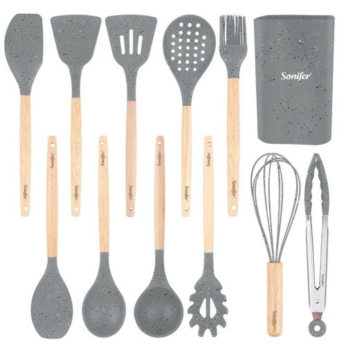 product_image_name-Sonifer-Kit 11 Ustensiles Silicone Anti-Rayures + Pot de Rangement SF-1187C-2