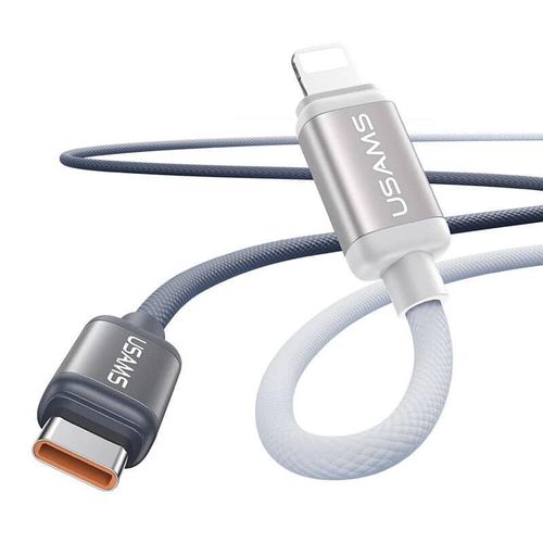 product_image_name-Usams-Câble de charge rapide et de transfert de données SJ757 PD 30 W en alliage d’aluminium, USB-C vers Lightning, série bicolore, 1,2 m-2