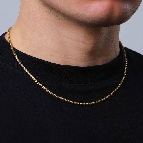 product_image_name-Generic-Chaîne Collier Fin Doré Pour Hommes HD-1