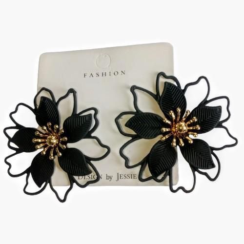 product_image_name-Fashion-Boucles d'oreilles en forme de fleur noire et or-1