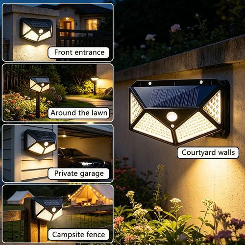 Generic Lot de 4 lampes murales solaires LED à détection – jardin et mur - image 2