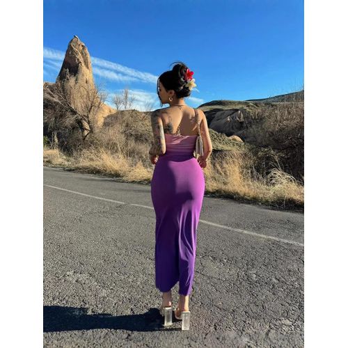 product_image_name-Gadtom-Femme, coupe ajustée et sexy, sans bretelles, dégradé, mi-longueur-3