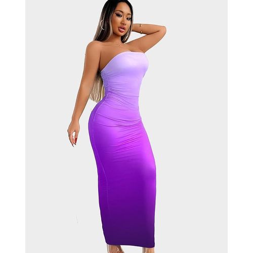 product_image_name-Gadtom-Femme, coupe ajustée et sexy, sans bretelles, dégradé, mi-longueur-4