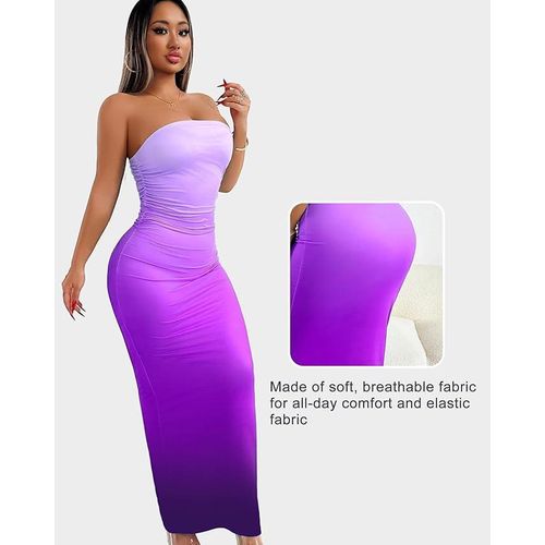 product_image_name-Gadtom-Femme, coupe ajustée et sexy, sans bretelles, dégradé, mi-longueur-5