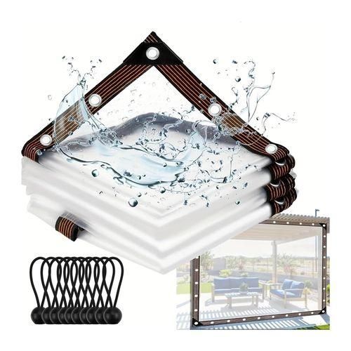 product_image_name-Generic-0.12mm Thick Clear Insulating Fabric Transparent Tarpaulin With Eyelets And Elastic Cord-1