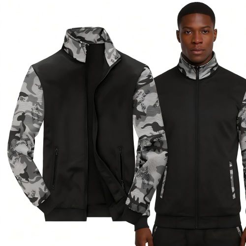 product_image_name-Fashion-Ensemble de sport deux pièces pour hommes veste et pantalon - Noir-2