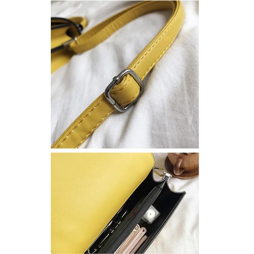 product_image_name-Fashion-Sac à Main Femme élégant – Bandoulière Et Poignée – Jaune Moutarde – Cuir PU – Chaîne Argentée-2