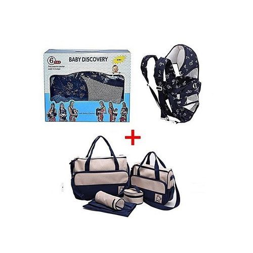 Generic Kit De Bébé Sac à Langer 5 Pièces + Kangourou - Bleu
