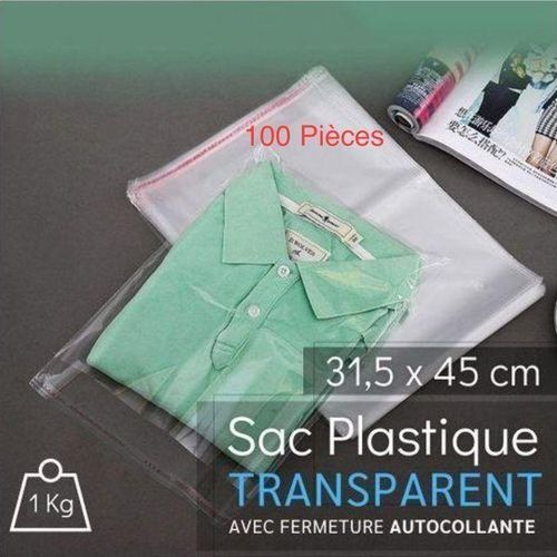 Sac plastique biodégradable 23 x 6 x 45 cm