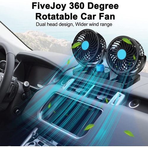 Ventilateur De Voiture Electrique A Double Tete, Double Ventilateur Voiture  Usb 3 Vitesses Ajustable 360 Degrés Rotatif Faibl[H7309]