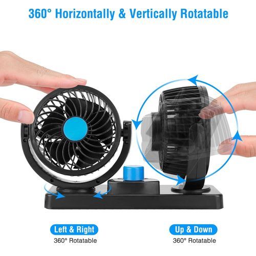 Ventilateur De Voiture Electrique A Double Tete, Double Ventilateur Voiture  Usb 3 Vitesses Ajustable 360 Degrés Rotatif Faibl[H7309]