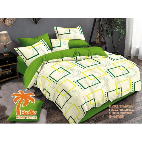 product_image_name-Belle-Lot de 2 Draps et 2 Taies - Confort et Élégance pour Lit 2 Places-vERT-JAUNE-1
