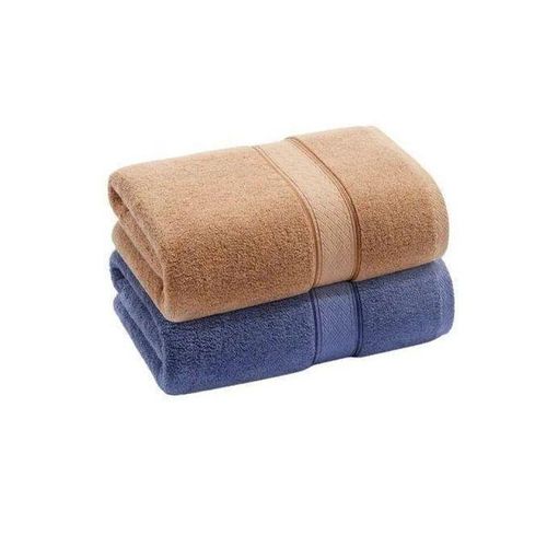 product_image_name-Generic-Confort Et Élégance Deux Grandes Serviettes De Bain Marron Et Bleu Motif Multiple-1