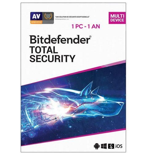 Bitdefender Total Security 1 PC - 1 AN - Compatible Smartphone & Tablette Et Mac