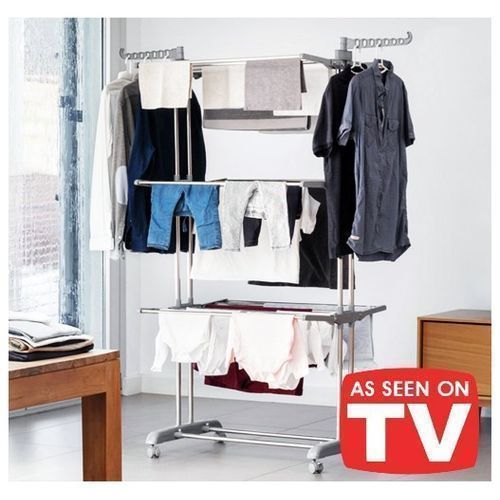 product_image_name-Generic-Sèche Linge 3 Niveaux Avec Roues - Bleu/blanc-2