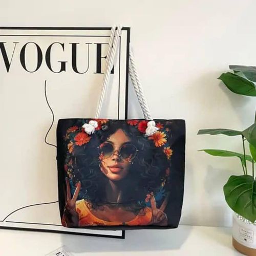 product_image_name-Generic-Sac à Main Cabas "Summer Vibes" en Toile - Style Bohème à Franges - Bleu Ciel-1