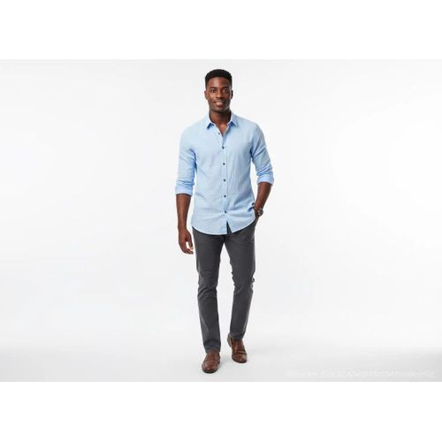 Fashion Men's Solid Blue Casual Shirt 2940035 XL