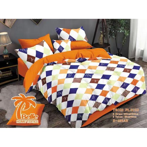 product_image_name-Belle-Lot de 2 Draps et 2 Taies - Confort et Élégance pour Lit 3 Places-orange-1