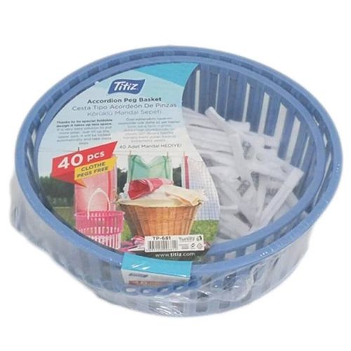 Panier + 40 pinces à linge plastique — Linge, Pinces à linge