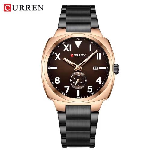 Generic Montre homme en acier inoxydable Noir/Gold