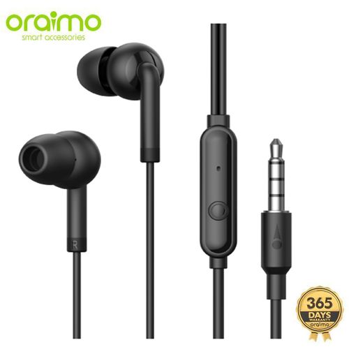 Oraimo Écouteurs intra-auriculaires filaires Pure Bass et son HD +  microphone à prix pas cher